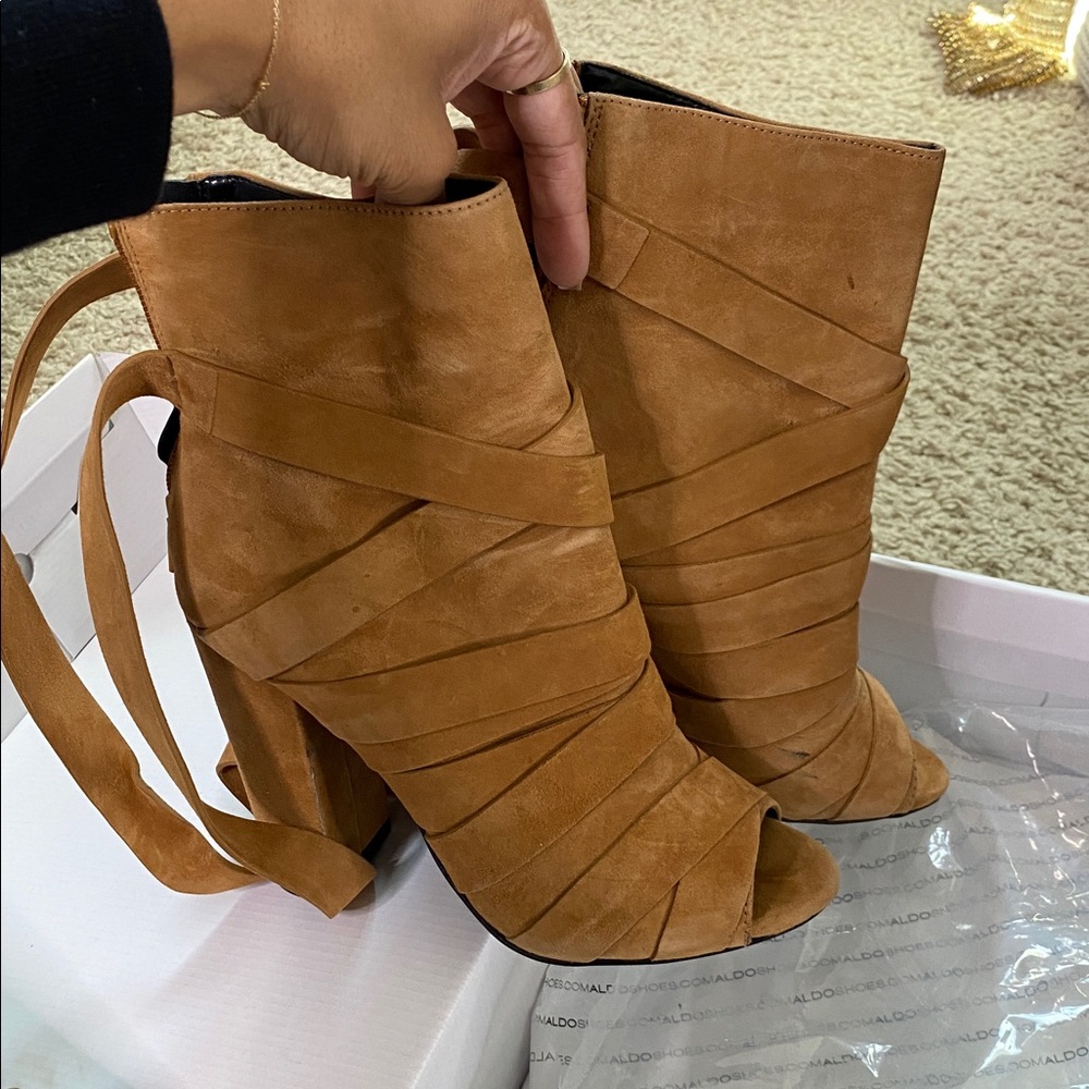 Aldo Tan Suede Heeled Booties